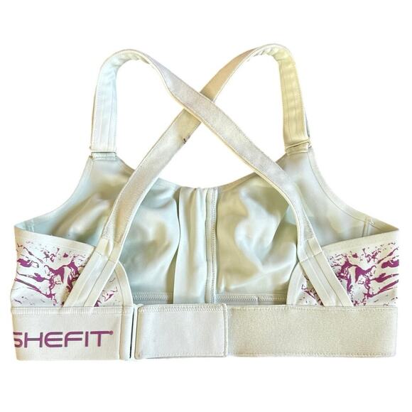 Shefit Womens Zip Front Sports Bra Size Medium Green Adjustable Athletic Sport - Picture 2 of 3
